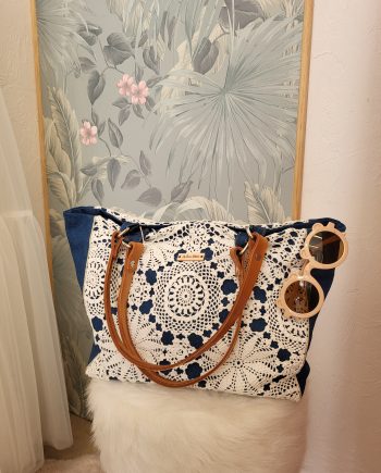 Cabas jeans & crochet - small