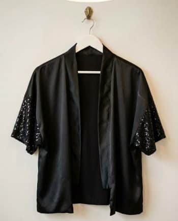 Kimono femme - "satiné noir"