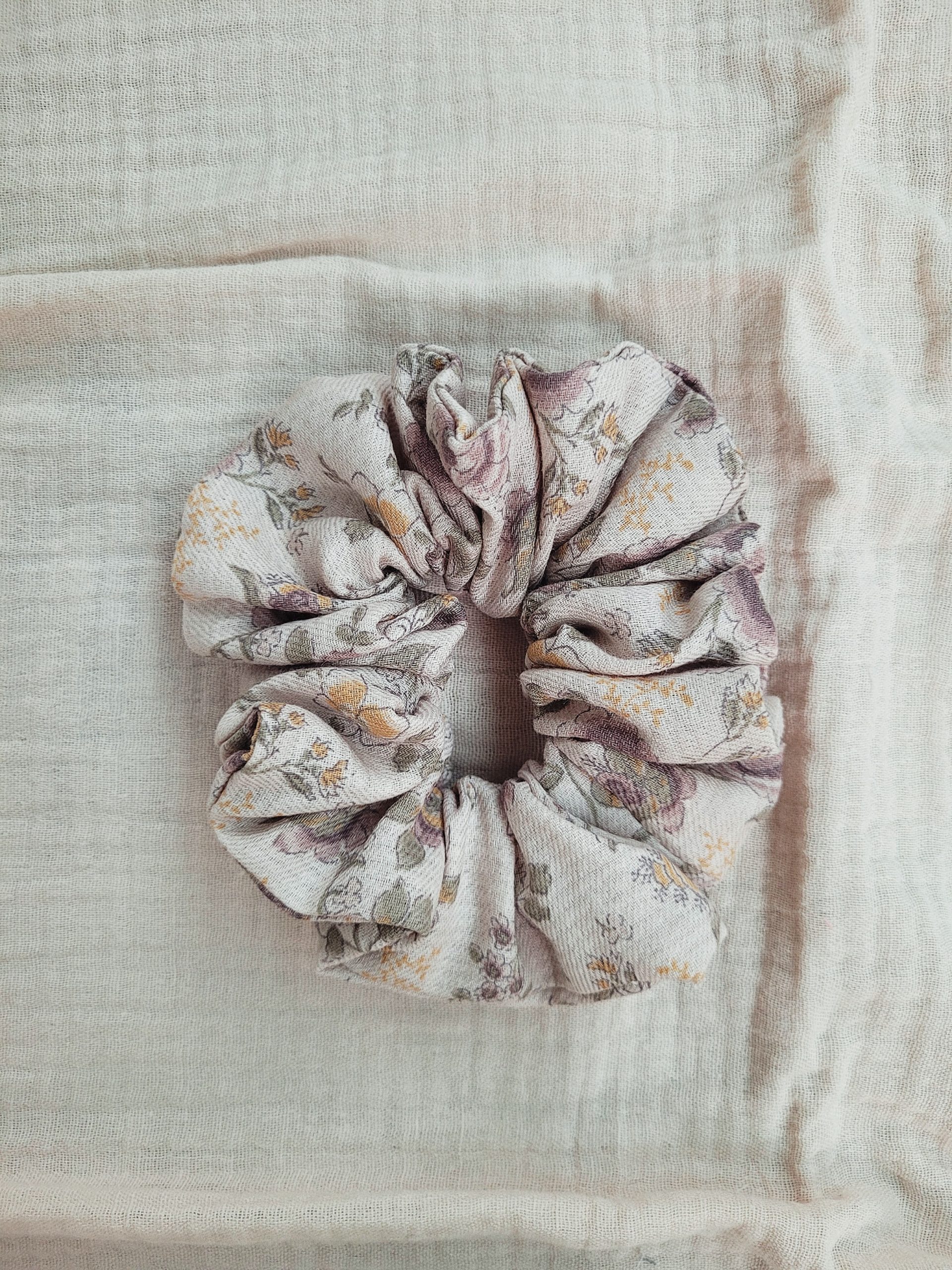Scrunchies - coton fleuri mauve