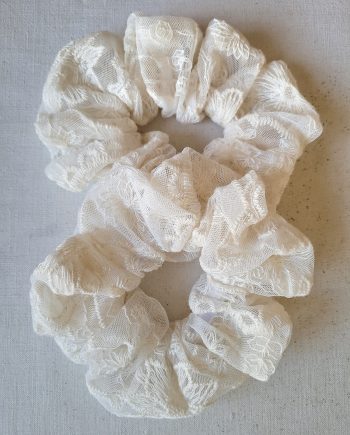 Scrunchies - tulle brode écru