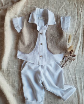 Cérémonie Bohème - " gilet lin beige"