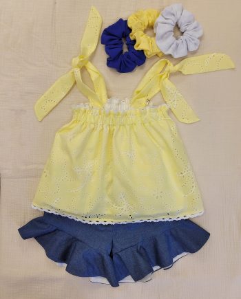 TOP yellow -  broderie anglaise