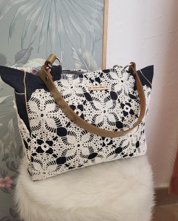 Cabas jeans & crochet - small